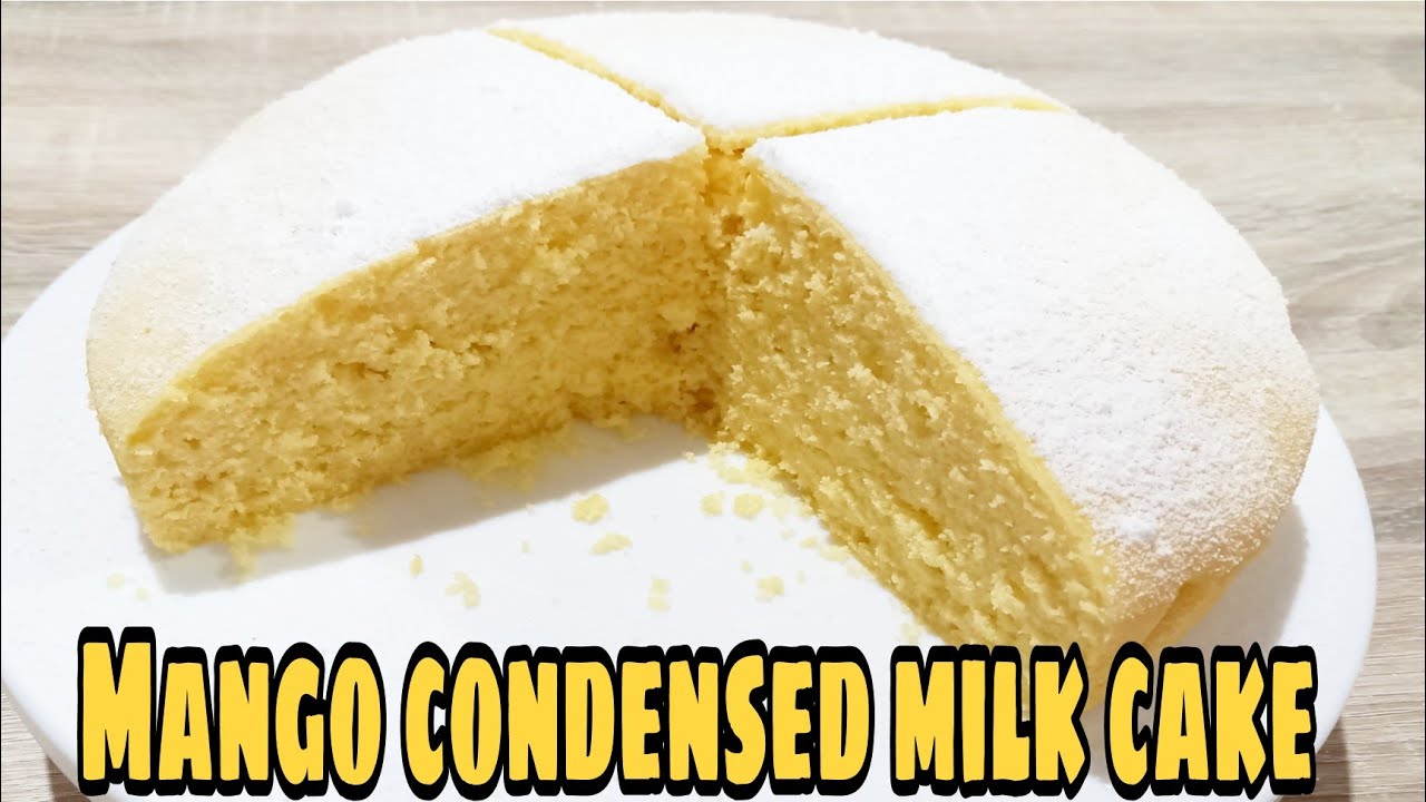 Steamed Mango Condensed Milk Cake|Mango Condensed Milk Cake| peyborits recipe