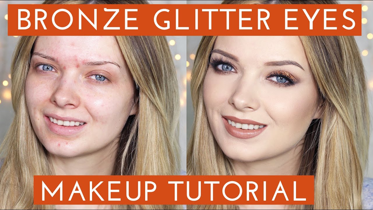 Acne Coverage // Bronze Glitter Smokey Eye Makeup Tutorial // MyPaleSkin