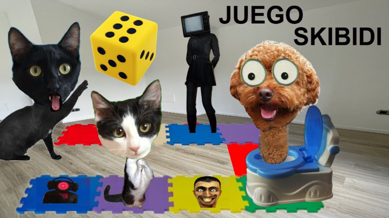 Juego de mesa gigante de Skibidi Toilet 1-62 en la vida real en casa de los gatos Luna y Estrella
