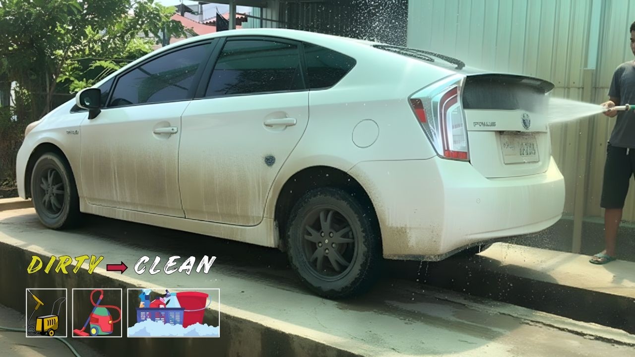 SATISFYING Toyota Prius Deep Clean 😱 | White Hybrid Wash ASMR