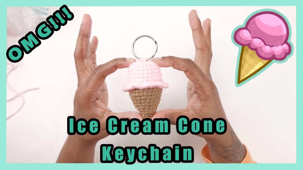 Crochet Ice Cream Cone Keychain 🍦| Free Crochet Pattern
