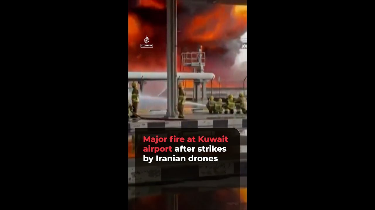 Kuwait airport hit by Iranian drone strikes | #ajshorts