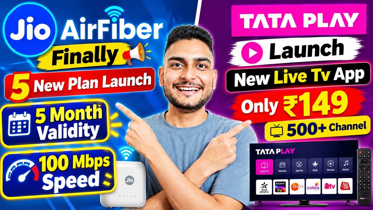 Tata Play New Live Tv App launch ₹150 | Jio AirFiber new Plan ₹600 With 5 Month 
