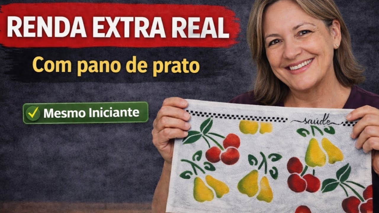 Como Ganhar Dinheiro em Casa Pintando Pano de Prato (Renda Extra Real)