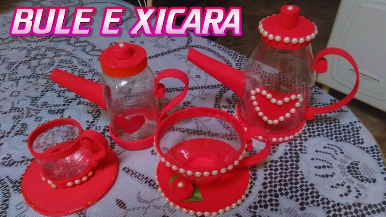COMO FAZER BULE E XÍCARA COM GARRAFA PET E EVA - PASSO A PASSO