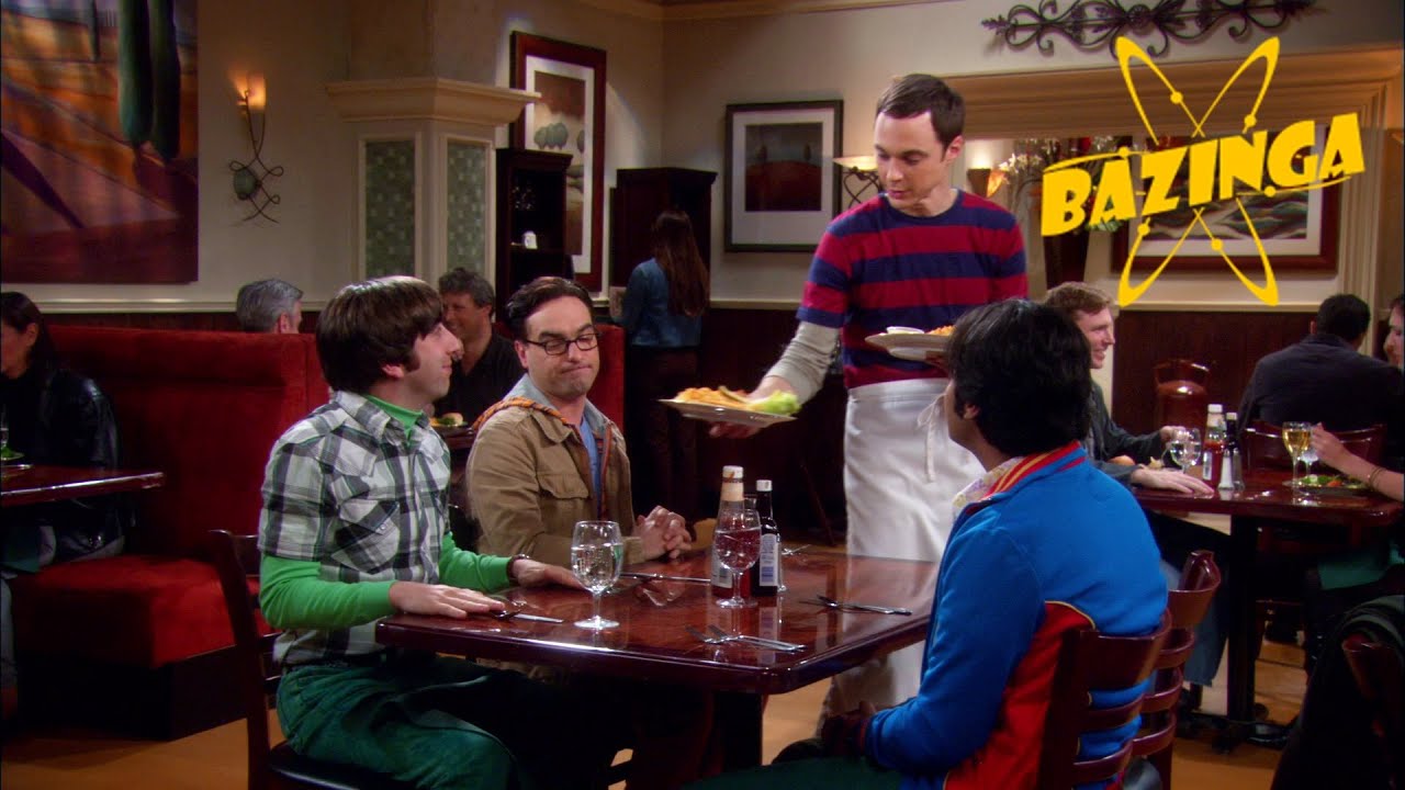 Sheldon works with Penny at the cheesecake factory - The Big Bang Theory