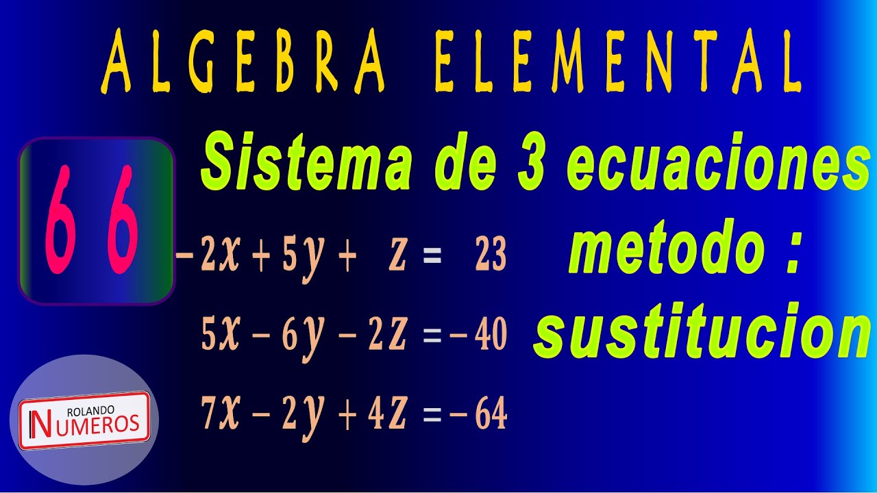 66. Sistema de 3 ecuaciones, por sustitución