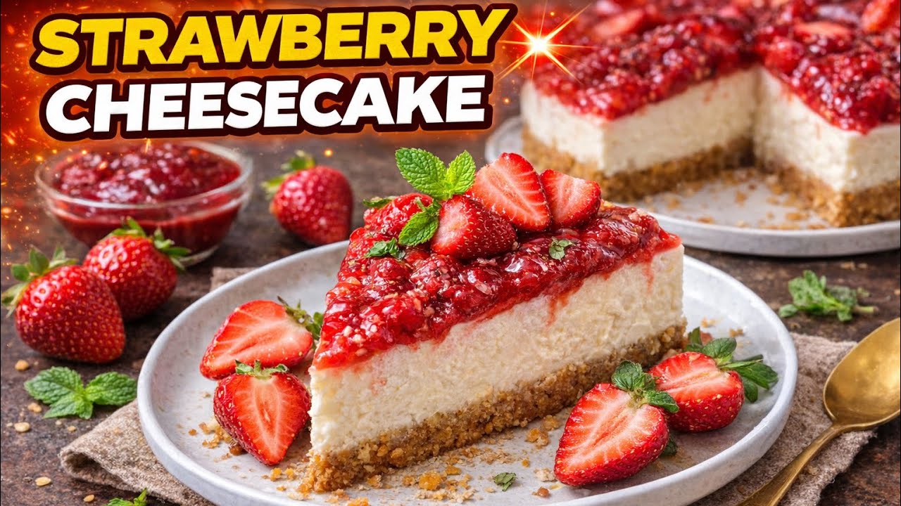 No-Bake Strawberry Cheese Cake | Perfect Dessert at Home Strawberry Cheese Cake Without Oven 🍰 🍰 🍰😋😋