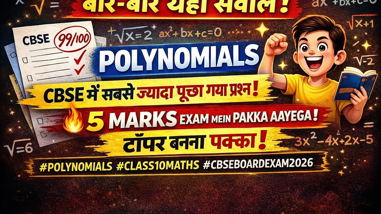 Polynomial Most Repeated Questions 🔥 | CBSE Class 10 Maths Board Exam 2026 | 5 Marks Confirm