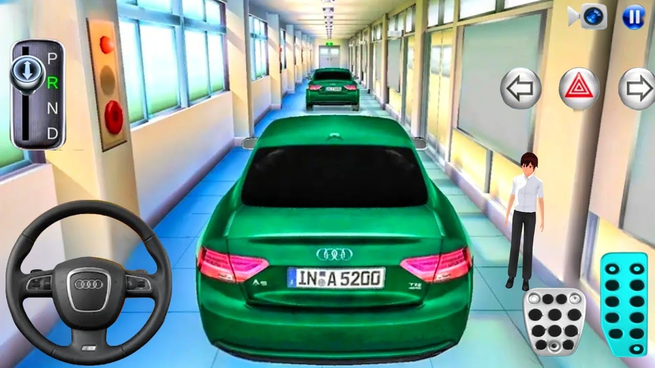 New Green Sedan Car Audi A5 in School Building - 3D Driving Class - Simulator! Android Gameplay