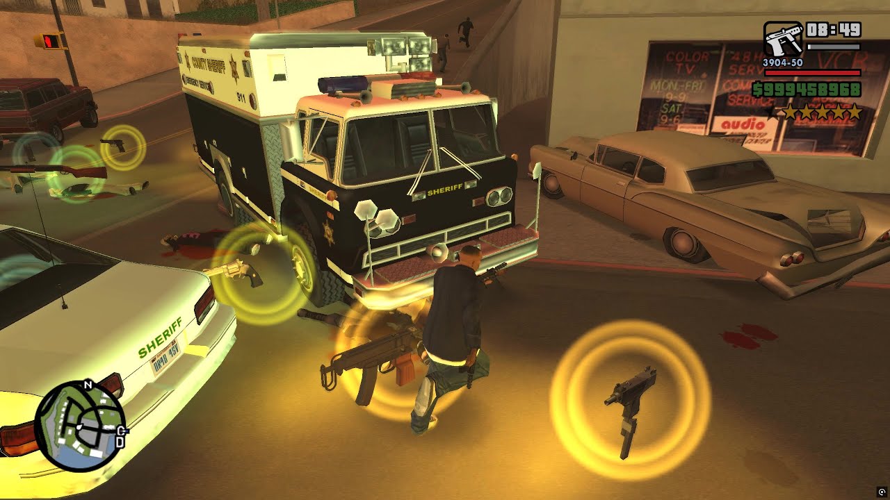 GTA San Andreas - Bayside Marina Rampage and Shootout + Six Star Escape
