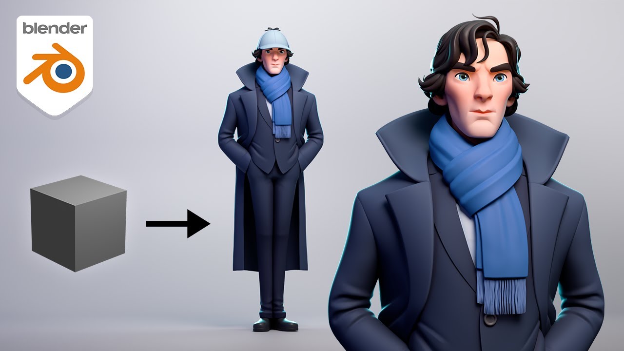 Stylized Character Timelapse in Blender 3D - Sherlock Holmes