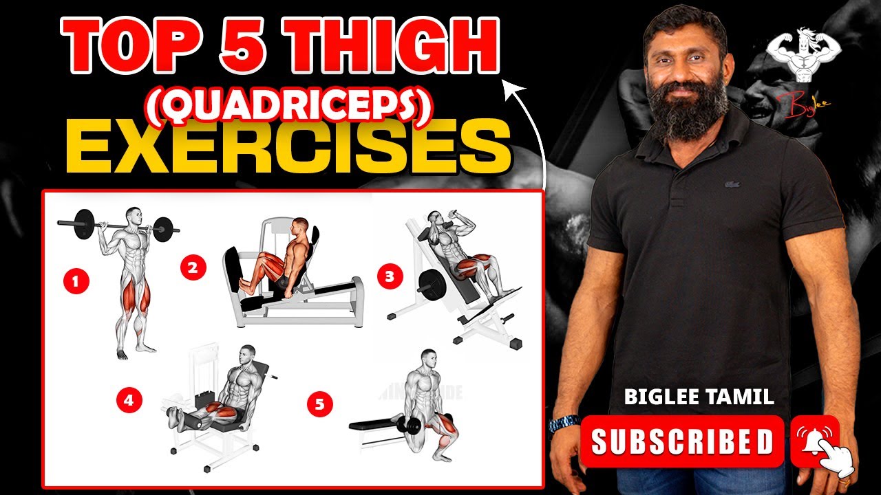 Top 5 Thigh (Quad) Exercises | Leg Workout Tips | Biglee Tamil