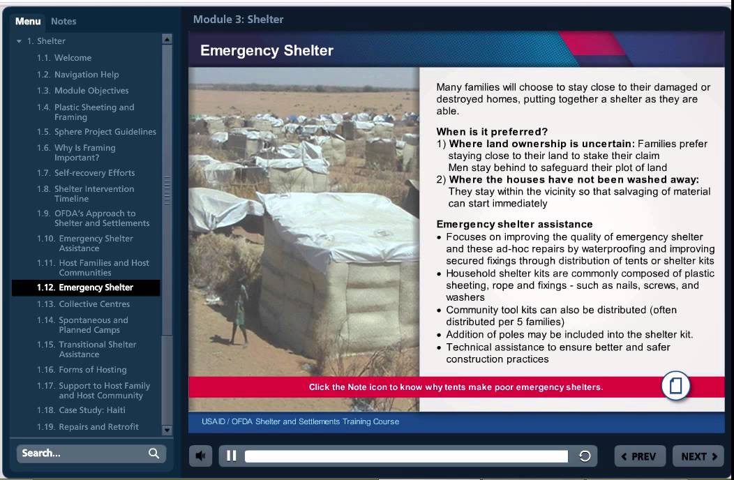 USAID/OFDA Shelter And Settlements Training Course - Module 3