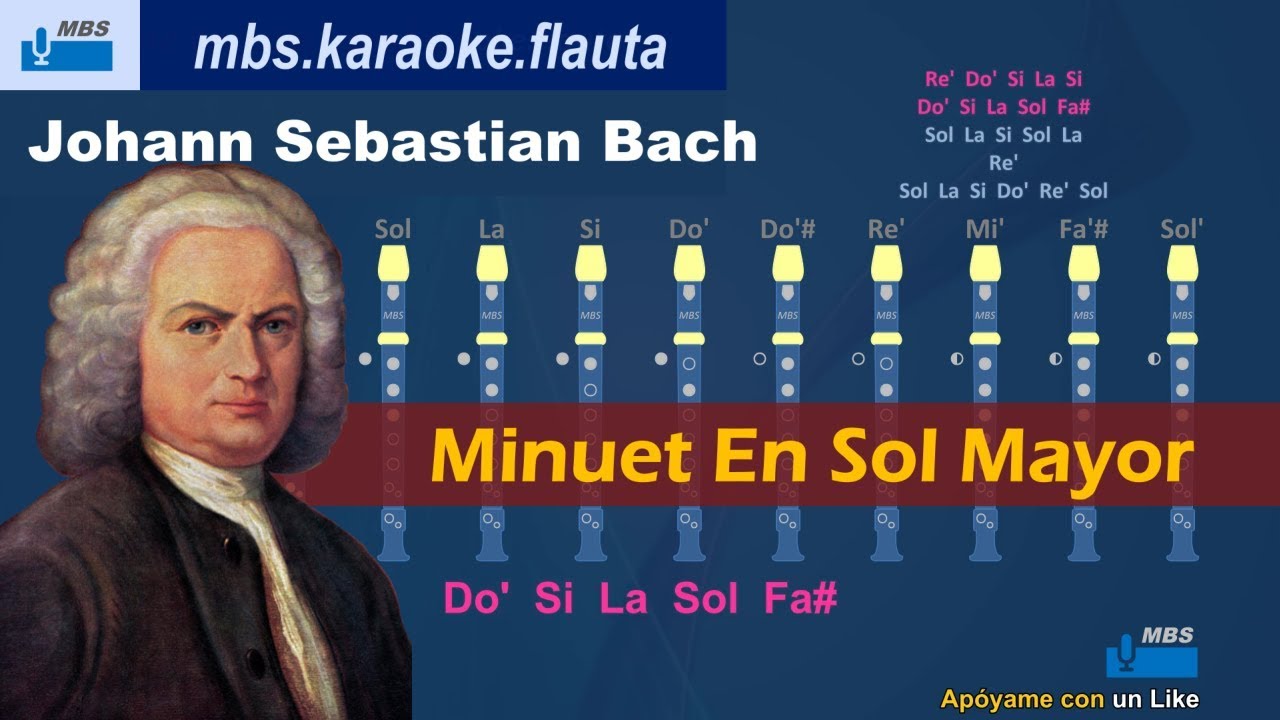 Minuet En Sol Mayor Flauta Dulce Con Notas / Johann Sebastian Bach  / Tutorial Tipo Karaoke