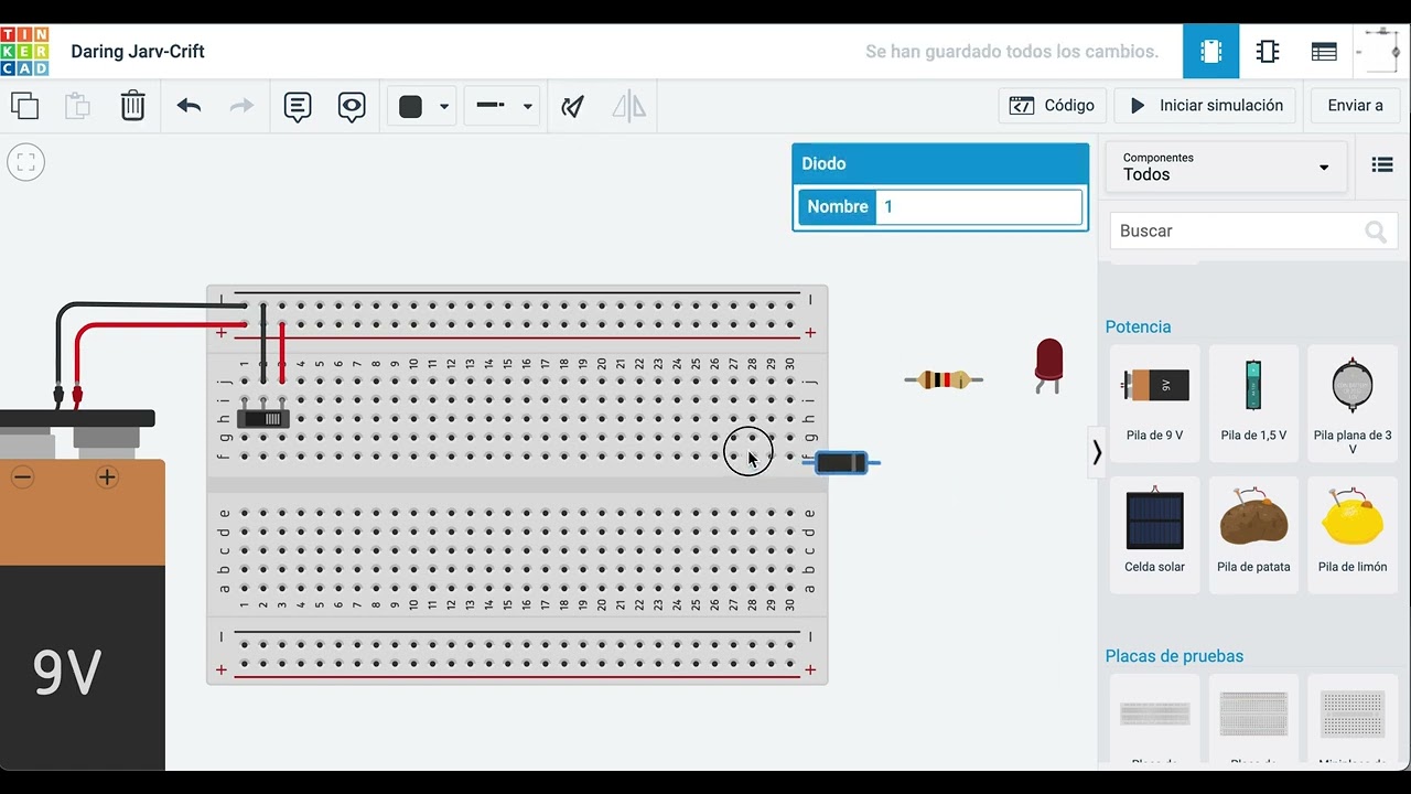 Practica Diodos en TinkerCad