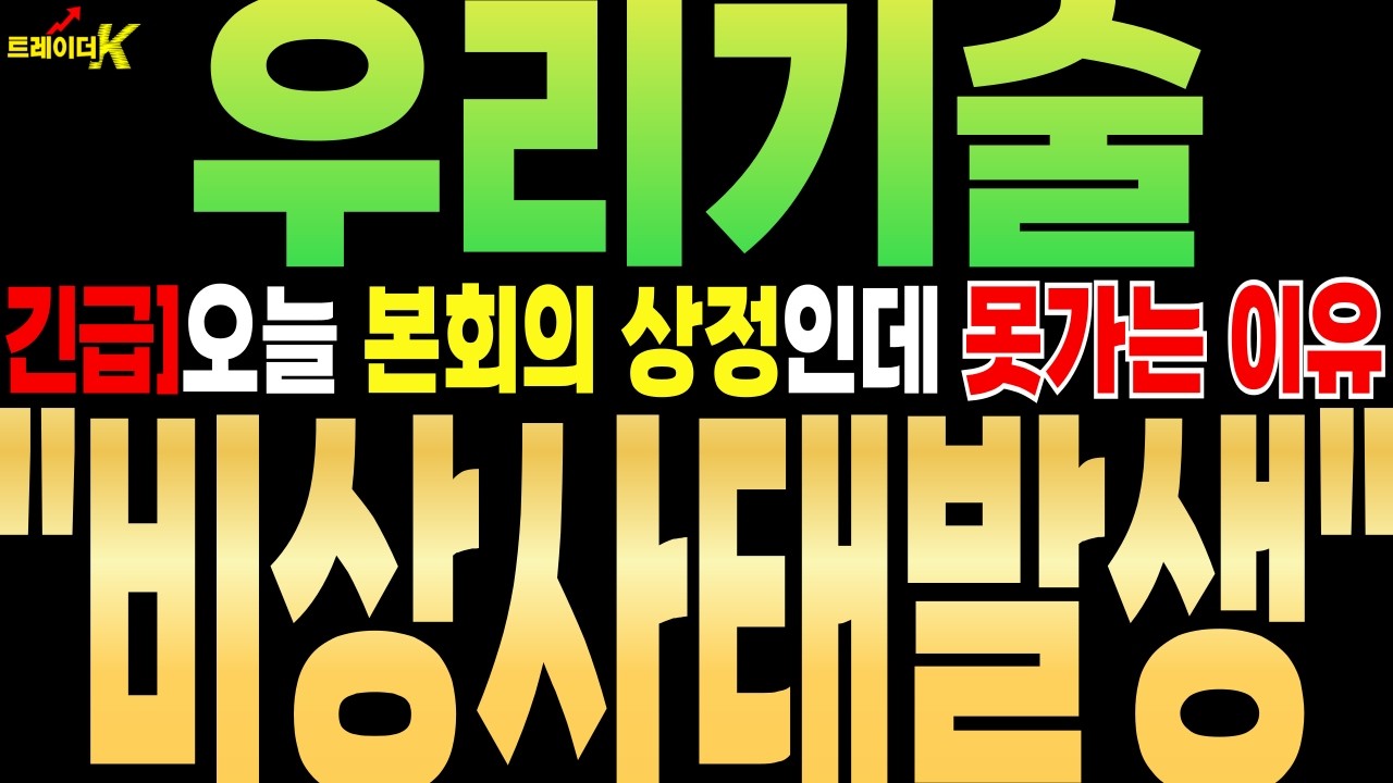 [우리기술 주가전망][단독]아.. 오늘 국회 본회의 대미투자특별법 상정인데 못가는 이유가 이거였네요.. ''비상사태발생'' #우리기술 #트레이더k