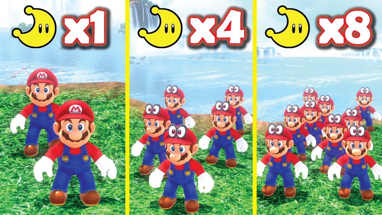 Mario Odyssey, но каждая луна добавляет еще 1 Марио