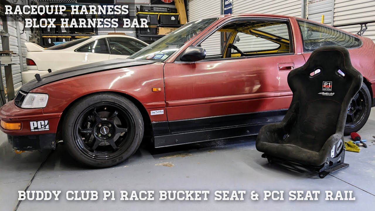 1988 Honda CRX Si Gets a Buddy Club P1 Bucket Seat, PCI Rails, & Racequip Harness