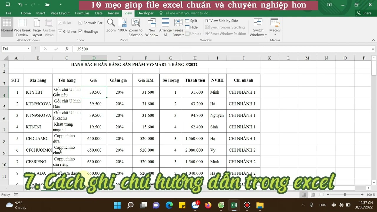 10 mẹo giúp File excel của bạn đẹp và chuyên nghiệp hơn