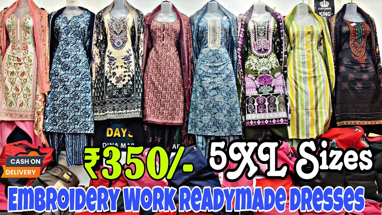 Hyderabad Wholesale Special Embroidery Readymade Dresses ₹350/- 5XL Sizes Available COD Available 💫