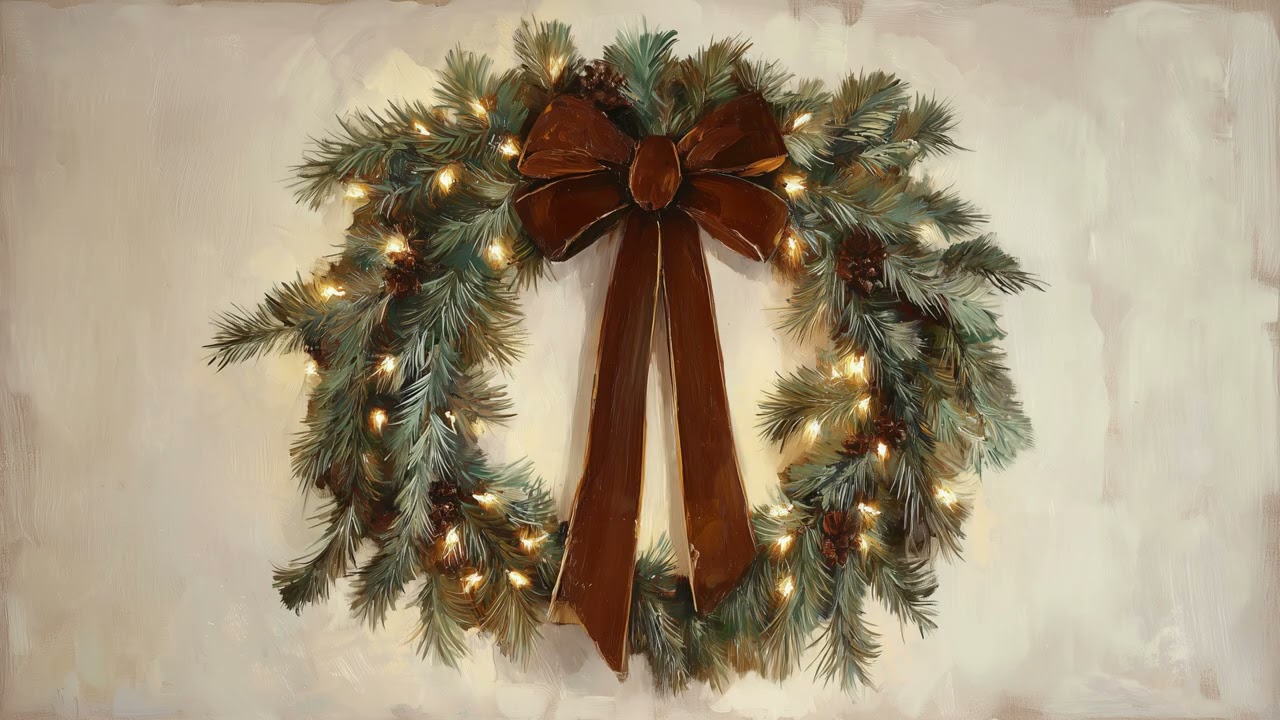 Vintage Christmas TV Art 🎄🎅 Cozy Festive Ambience with Candles, Snow, and Vintage Christmas Decor