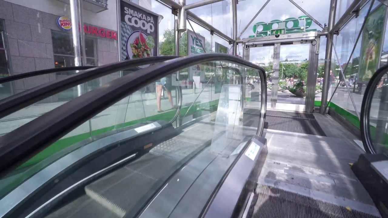 Sweden, Stockholm, Söderhallarna, 5X escalator, Hissgruppen ab elevator ride