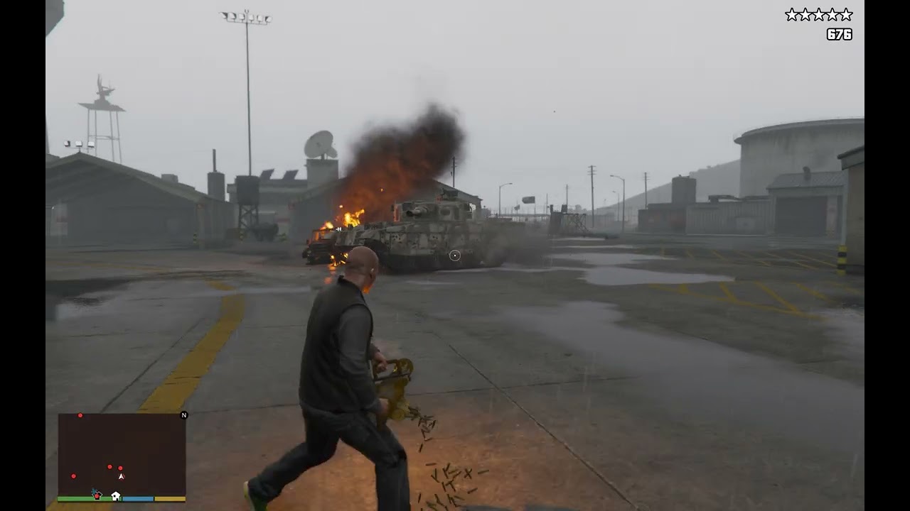 Franklin Fort Zancudo military base rampage + 6 star police escape