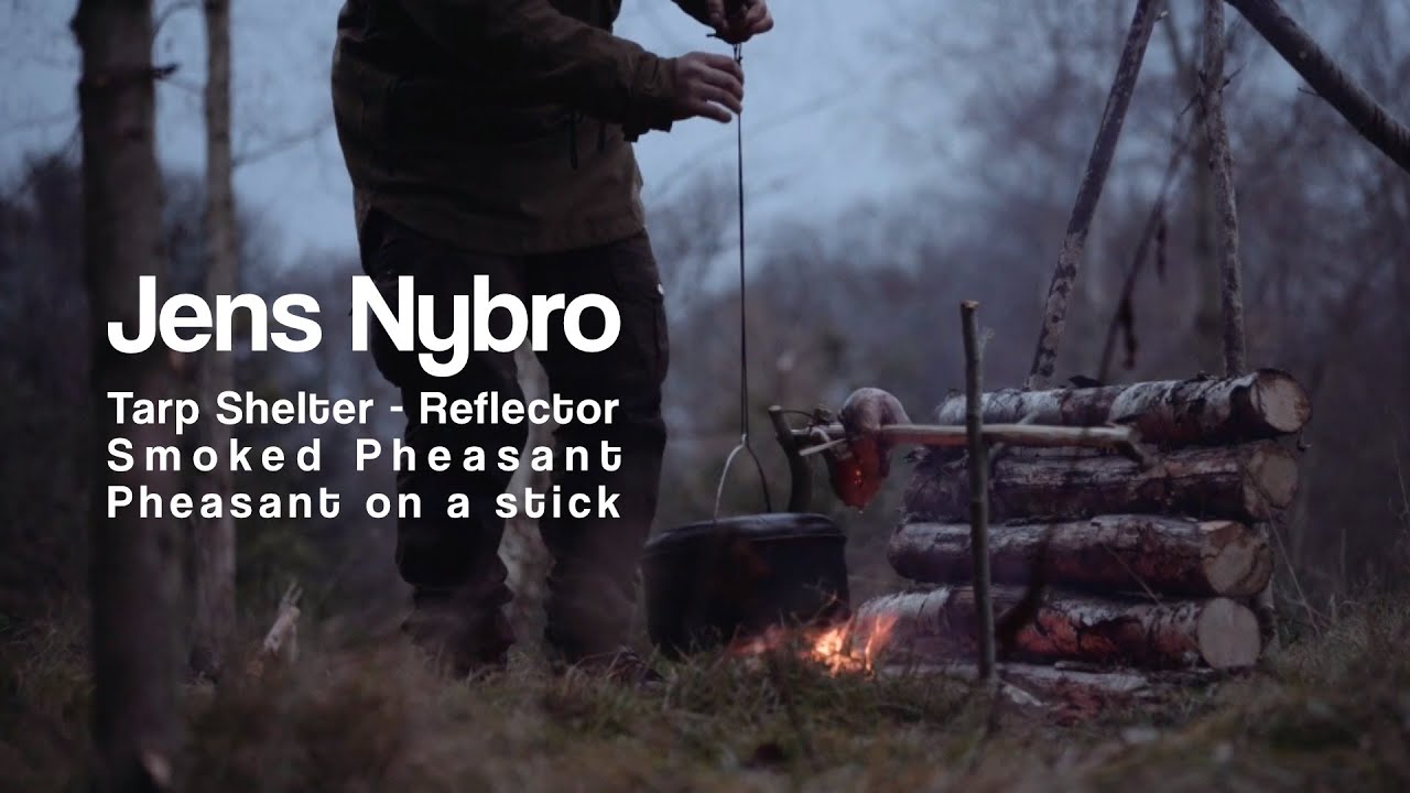 Jens Nybro - Tarp Shelter, Smoked Pheasant, Reflector & Pheasant on a stick