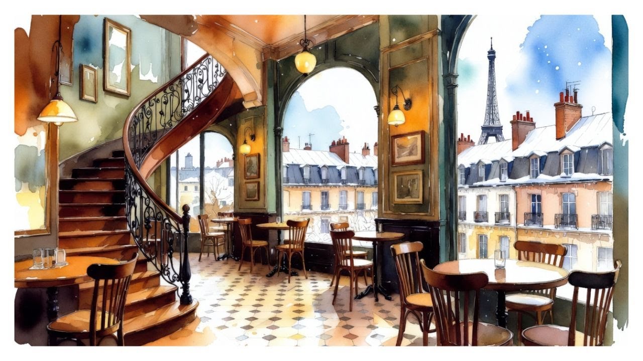 𝗣𝗔𝗥𝗜𝗦 𝗖𝗔𝗙𝗘  Late Afternoon Winter Café 🎨 French Instrumental Music for Reading & Calm (1h 30m)