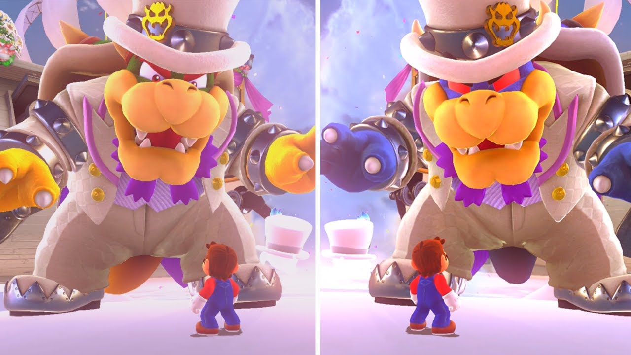 Super Mario Odyssey - Bowser VS Dark Bowser (Comparison)