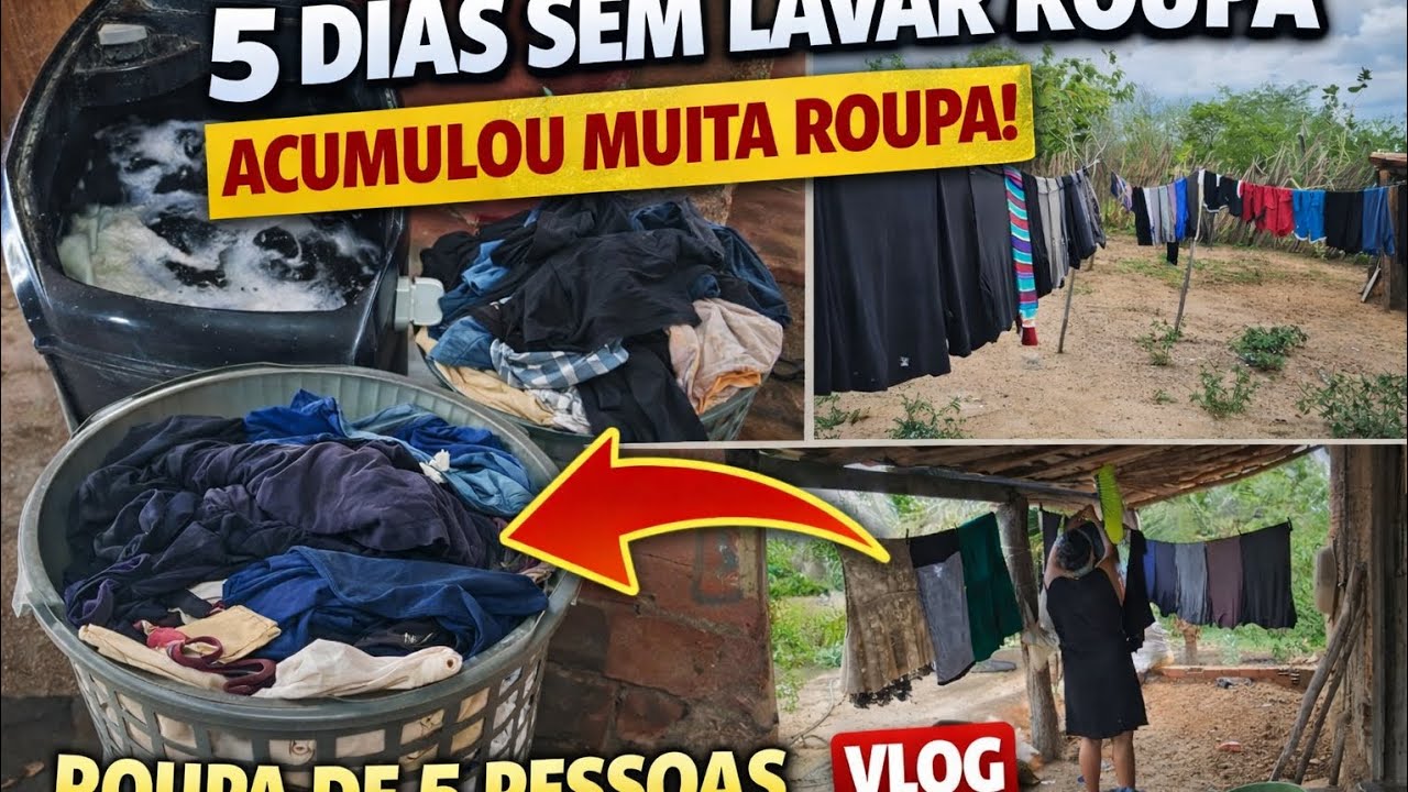 5 DIAS SEM LAVAR ROUPA 😱 | Roupa de 5 pessoas... quase surtei! VLOG  DA VIDA REAL