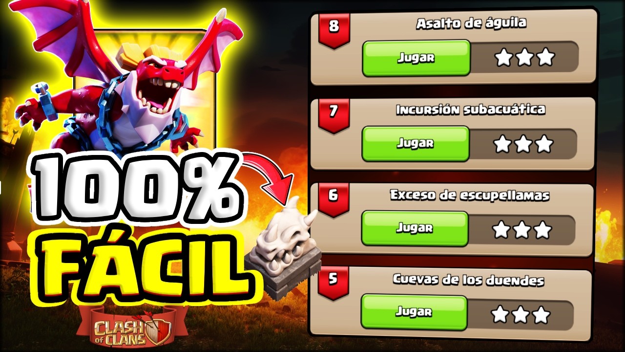 Campaña Heroica: Fuga Dracónica 🔥 Cómo Completar los 4 Desafíos 5 6 7 8 | Clash of Clans