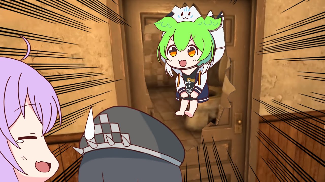 【手描き】下痢ぴっぴが止まらないずんだもんフブにゃ【白上フブキ／猫又おかゆ／百鬼あやめ／獅白ぼたん／常闇トワ／輪堂千速／ホロライブ／切り抜き動画】