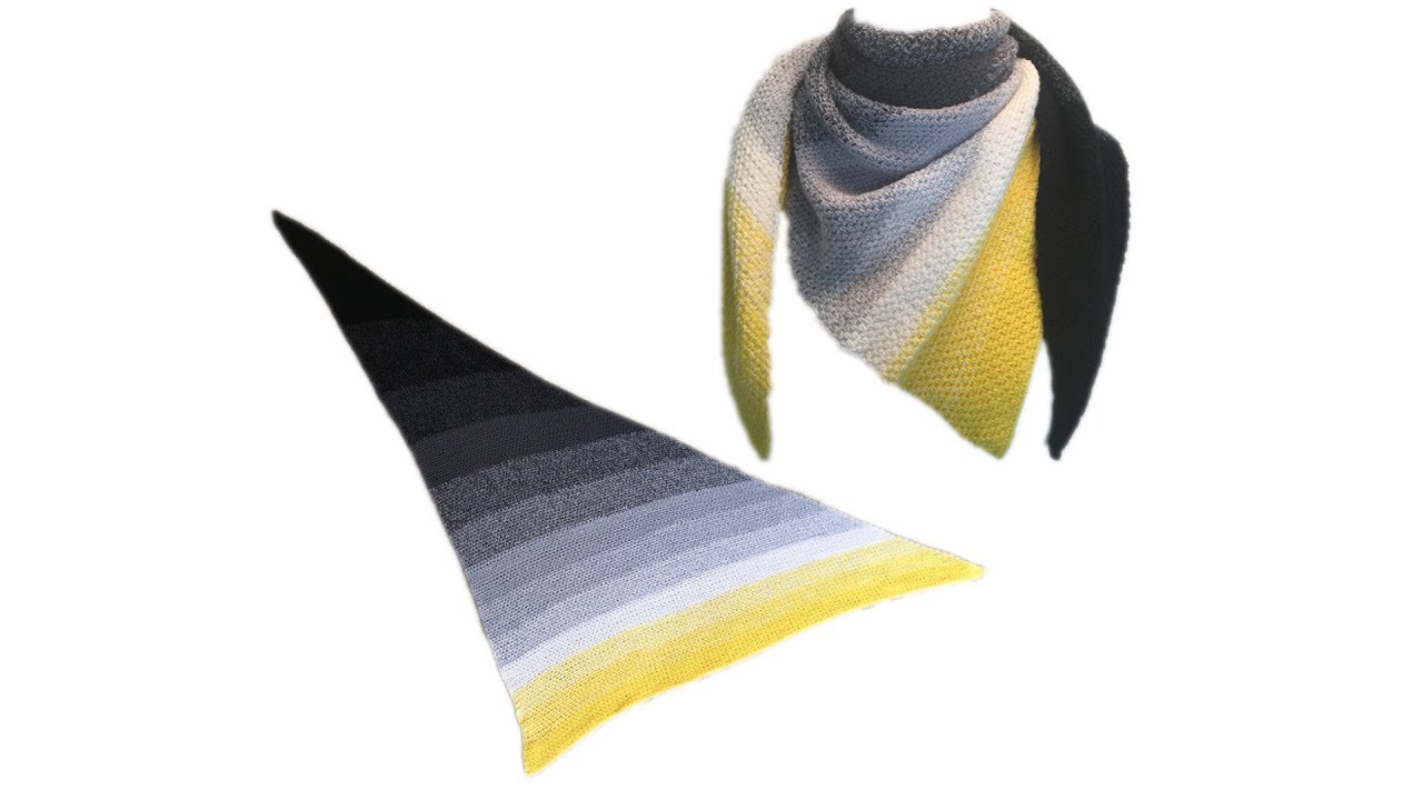 Dreieckstuch häkeln - Taxi Farbverlaufsgarn - Moss stich