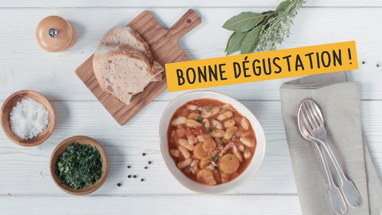 Grand Frais | Mogettes aux lardons et tomates  | Recette Grand Frais
