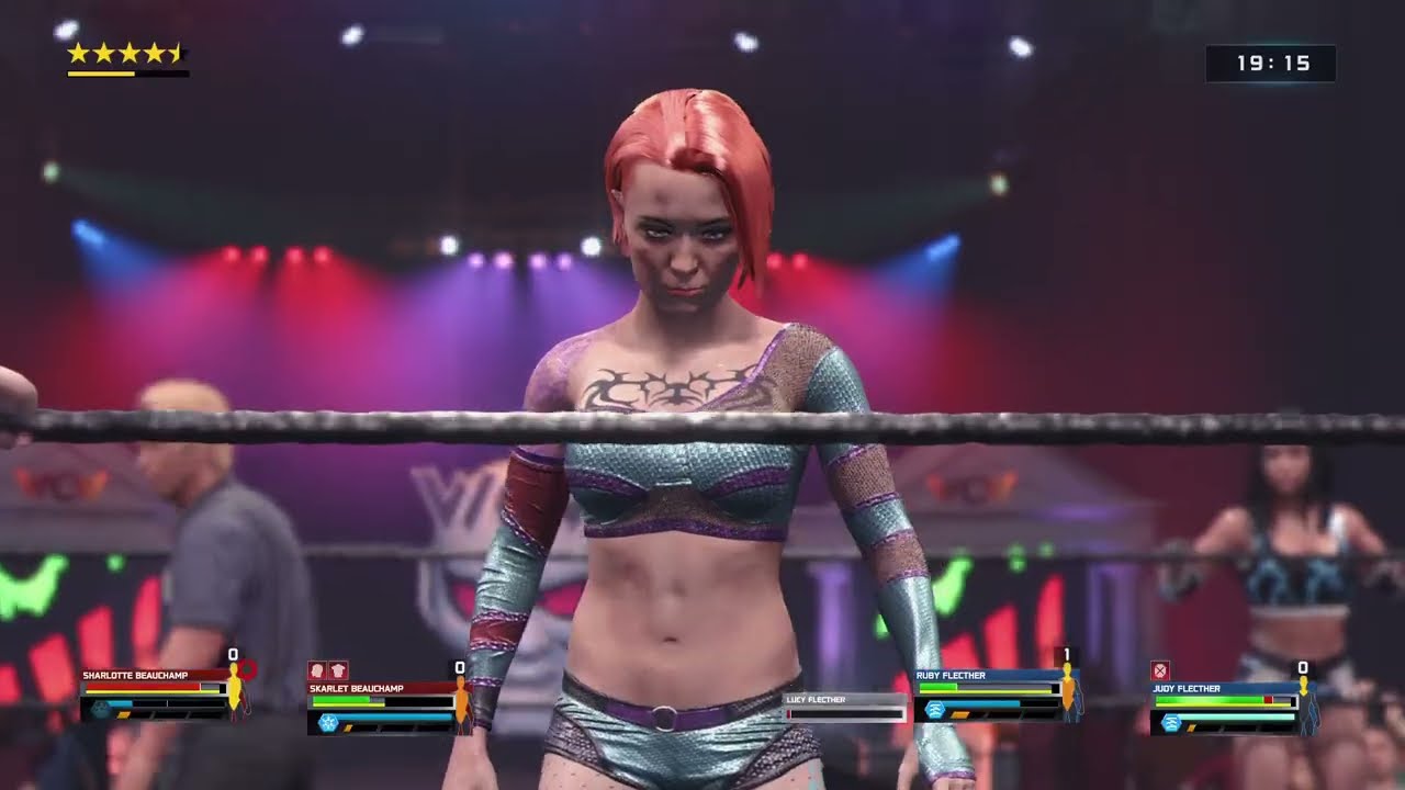 WWE 2K25 Gameplay - Skarlet & Sharlotte Beauchamp vs. Ruby & Judy Flecther