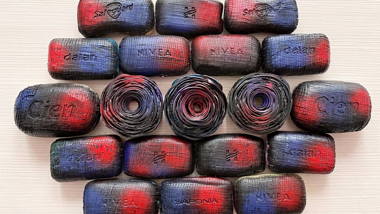 Guess the color inside 💜🖤❤️ Cutting Soap Cubes. ASMR SOAP. Black Soap 🖤🖤🖤