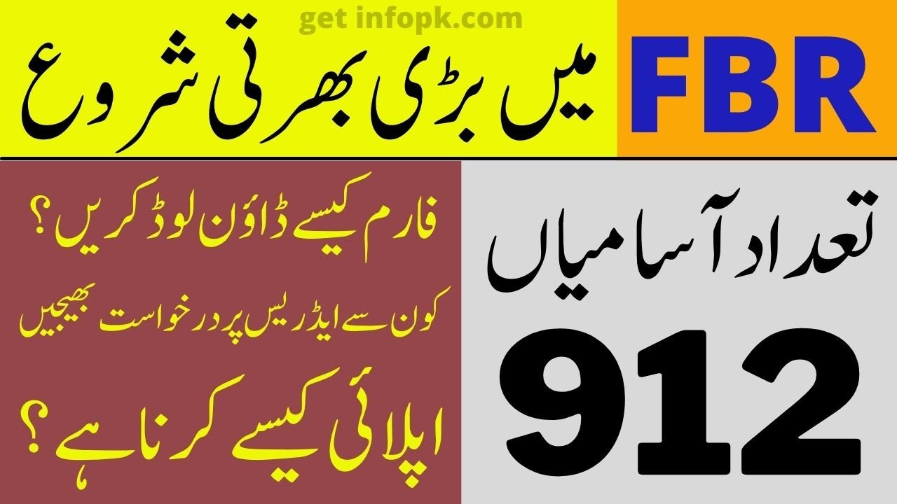 FBR Jobs 2021 application form download (910+) vacancy