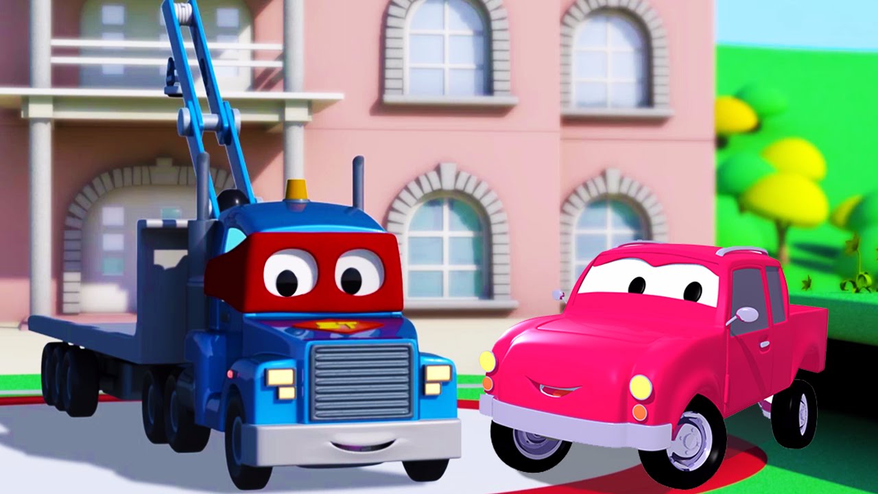 Carl Transforms o Super Caminhão e a Caminhonete na Cidade do Carro  | Desenho animado para crianças