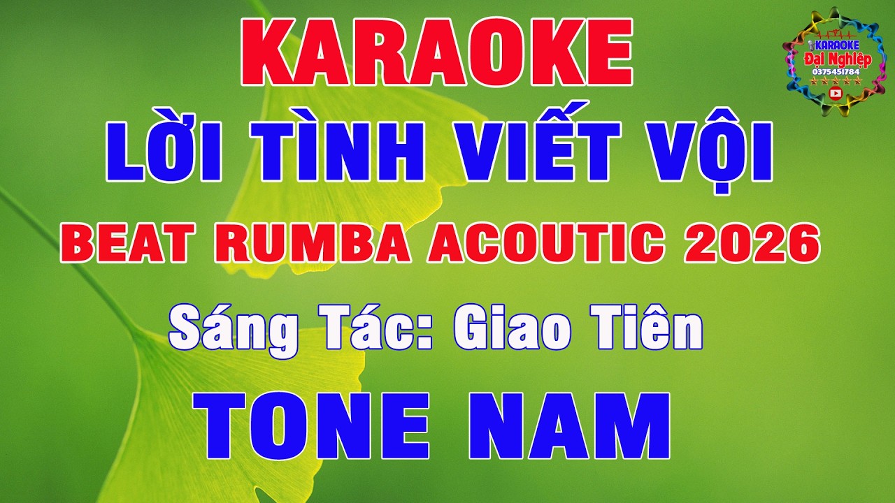 Lời Tình Viết Vội Karaoke Tone Nam Rumba Acoutic 2026 Cực Hay, Dễ Hát || Karaoke Đại Nghiệp