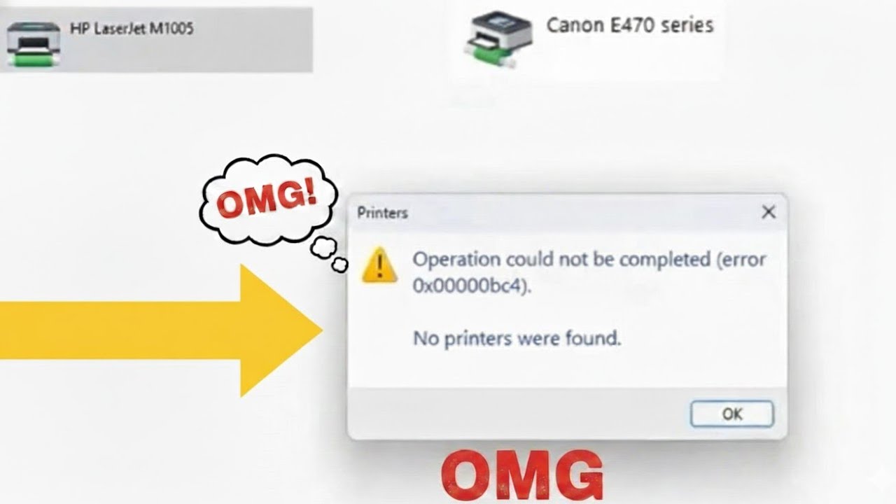 Fix Operation could not be completed error 0x00000bc4 No printers were found in Windows 11 / 10 🖨️✅