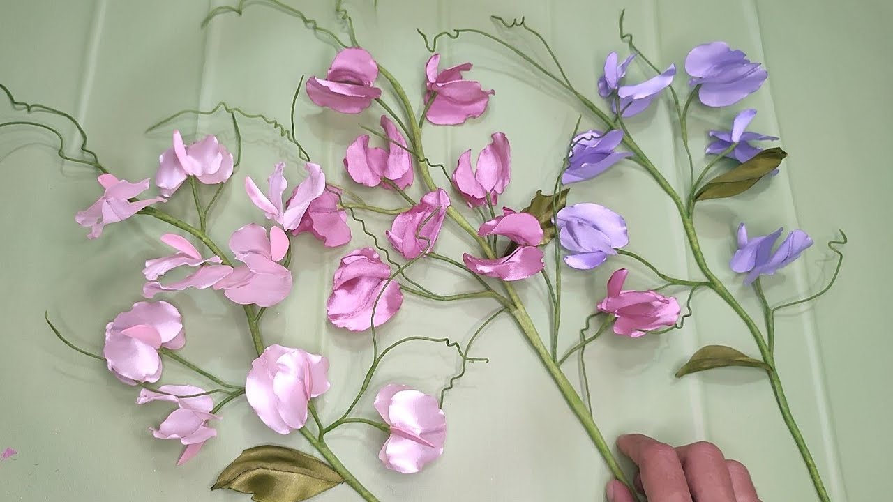 DIY| How To Make Sweet Pea Satin Ribbon Flower Easy