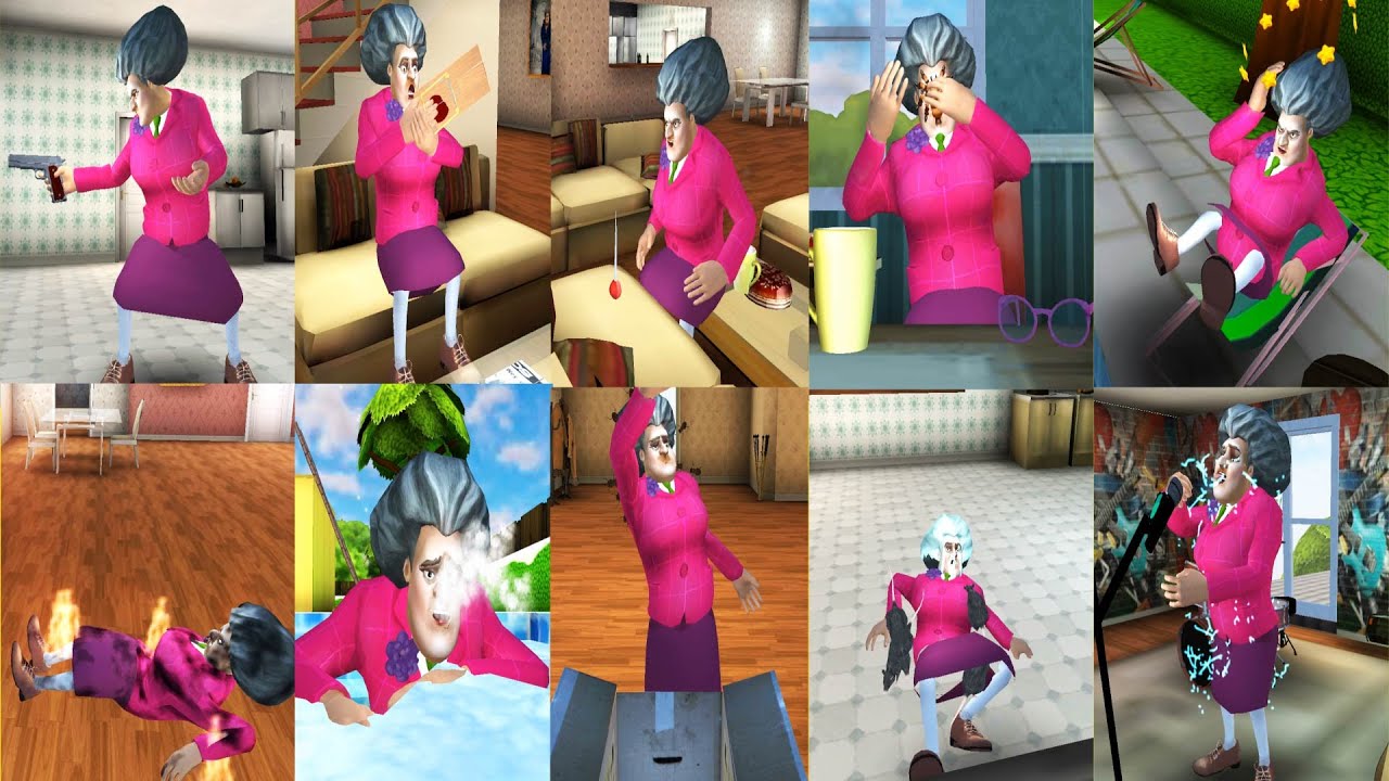 Scary teacher 3d - Miss T Get Hurt Battles All level pranks Part 1
