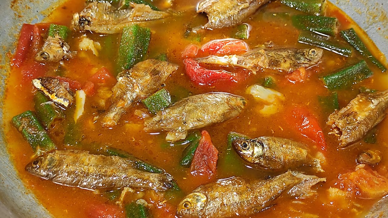 instant spicy Dried fish with okra curry , naga recipe !