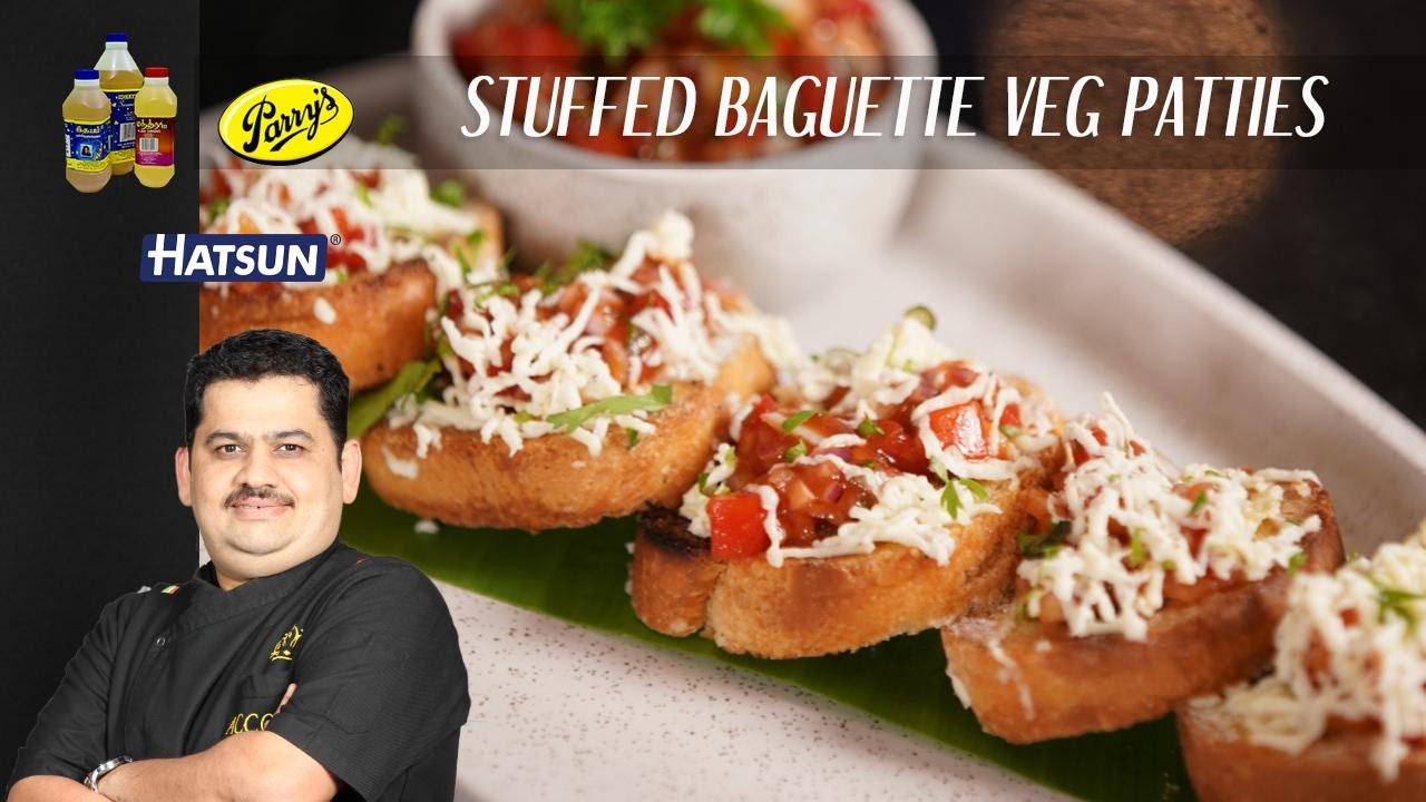 Stuffed Baguette Veg Patties | French baguette | vegetable baguettes | Chef Venkatesh Bhat