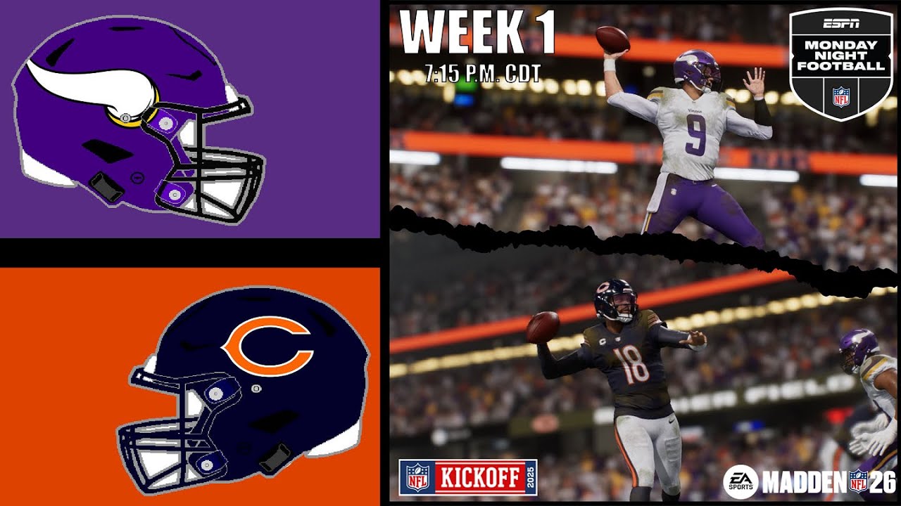 Vikings vs. Bears | Week 1 - Monday Night Football | Madden NFL 26 Franchise Mode - Simulation