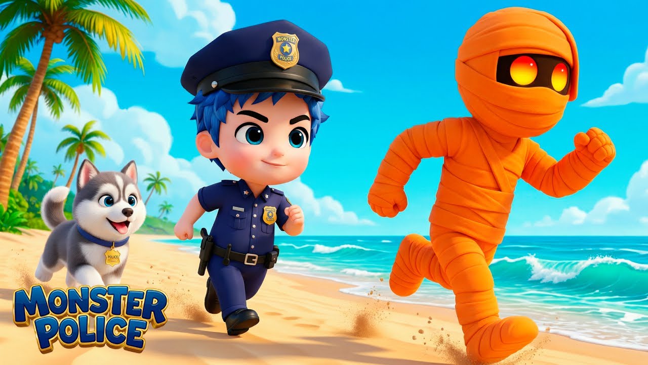 Zombie di Pantai 🚨 | Polisi Monster | Lagu Anak-anak | Bahasa Indonesia