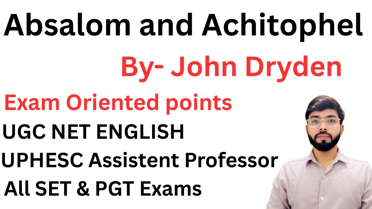 Absalom and Achitophel by John Dryden || UPHESC English, SET English Exams|| PGT English Exams