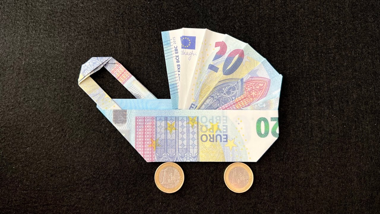 Geldscheine falten für Geldgeschenke 👶 Kinderwagen 🍼 einfach Geld falten zur Geburt oder Taufe